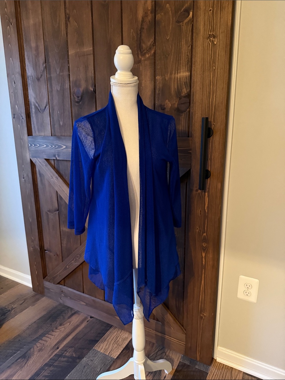 Women’s Open-Front Sheer Blazer Jacket in Royal Blue